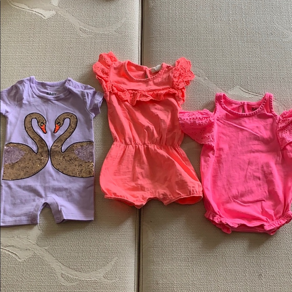 Selling 3 Baby Girl ROMPERS 3-6m NWOT